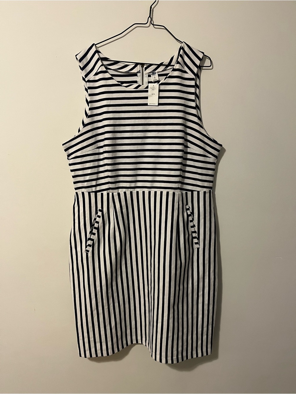 Old Navy Black and White Striped Sleeveless Dress